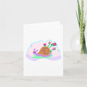 Carte Escargot Violet avec Coquille Fleurie