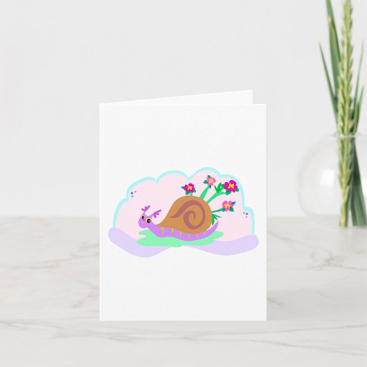 Carte Escargot Violet avec Coquille Fleurie