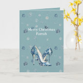 Carte Escarpins Bleus Flocons de Neige Élégants (Fleur jaune)