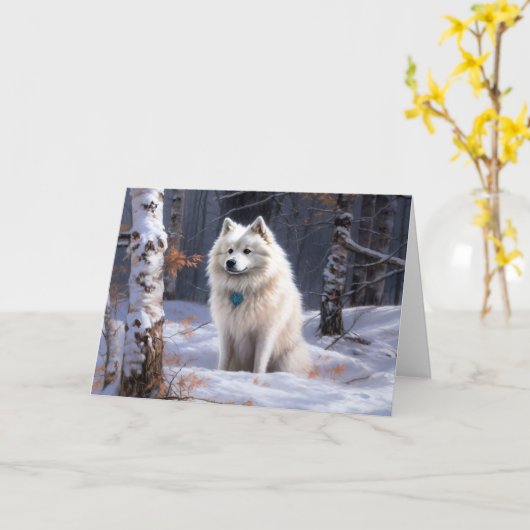 Carte Eskimo Américain Noël sous la neige (Fleur jaune)
