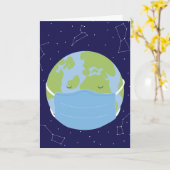 Carte Espace Extérieur Terre Visage Masque Étoiles Const (Fleur jaune)