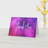 Carte Espace rose et violet & Étoiles Faux Galaxy Merci (Fleur jaune)