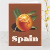 Carte Espagne orange affiche voyage (Fleur jaune)