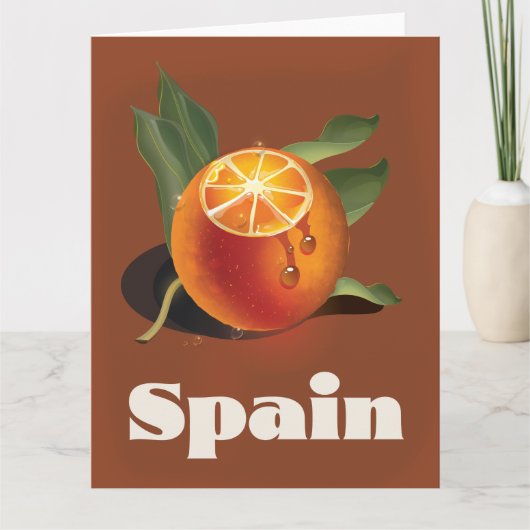 Carte Espagne orange affiche voyage (Devant)