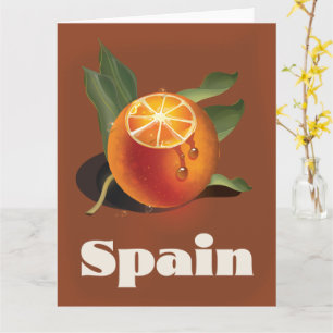 Carte Espagne orange affiche voyage
