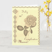Carte Espagnol : 80 Cumples- Mamá/anniversaire de la (Fleur jaune)