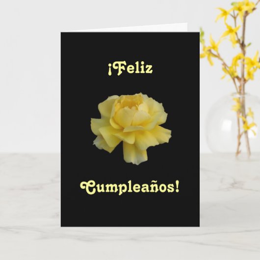 Carte Espagnol : Anniversaire de Feliz Cumpleaños- (Fleur jaune)