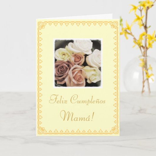 Carte Espagnol : anniversaire de maman Cumpleanos / Mama (Fleur jaune)