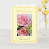 Carte Espagnol : anniversaire de maman Cumpleanos / Mama (Fleur jaune)