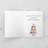 Carte Espagnol Anniversaire Rainbow couleur cupcakes Car (Intérieur)