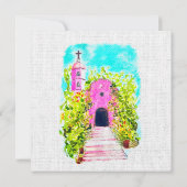 Carte Espagnol, Aquarelle Chapelle Mexicaine Mariage Inv (Dos)
