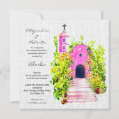Carte Espagnol, Aquarelle Chapelle Mexicaine Mariage Inv (Devant)