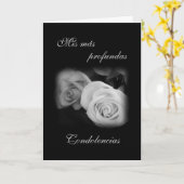 Carte Espagnol : Black & white rose - Condolencias (Fleur jaune)