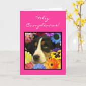 Carte Espagnol : Cumpleanos de Nina - perrito (Fleur jaune)