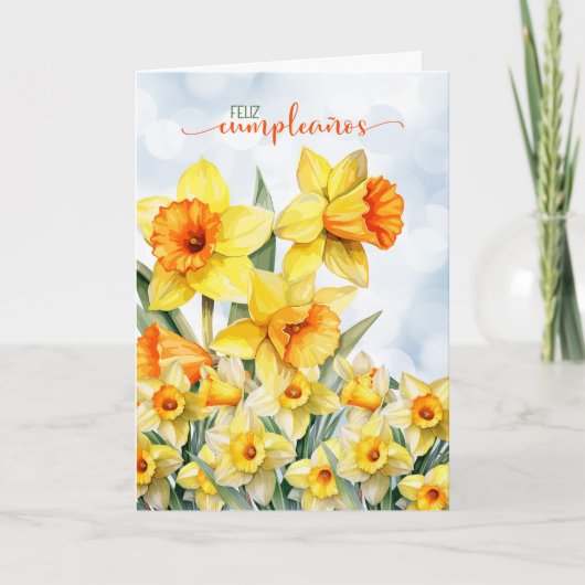 Carte Espagnol Feliz Cumpleanos Daffodique Anniversaire (Devant)