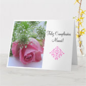 Carte Espagnol : Feliz Cumpleanos Mamá ! Grand (Fleur jaune)