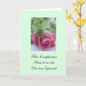 Carte Espagnol : Joyeux anniversaire Feliz Cumpleanos (Fleur jaune)