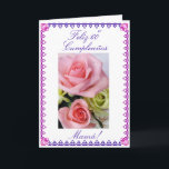 Carte Espagnol : Le 60e jour de Maman<br><div class="desc">Tarjeta postal: Flores para el sexagésimo cumpleaños de mamá. Picture of pink and blue flowers on white background. "Joyeux 60e anniversaire de Birthday !"; Personnalize your message ! Photographe par Maria Santos (Lusinhas do Sul)</div>