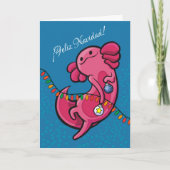 Carte Espagnol Noël mignon Axolotl avec ornements (Devant)