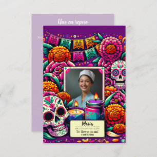 Carte Espagnol Notre-Dame de Guadalupe crâne de prière