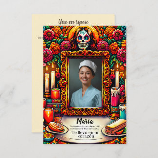 Carte Espagnol Notre-Dame de Guadalupe crâne de prière