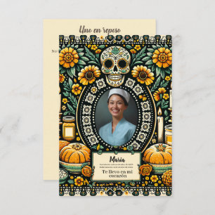 Carte Espagnol Notre-Dame de Guadalupe crâne de prière