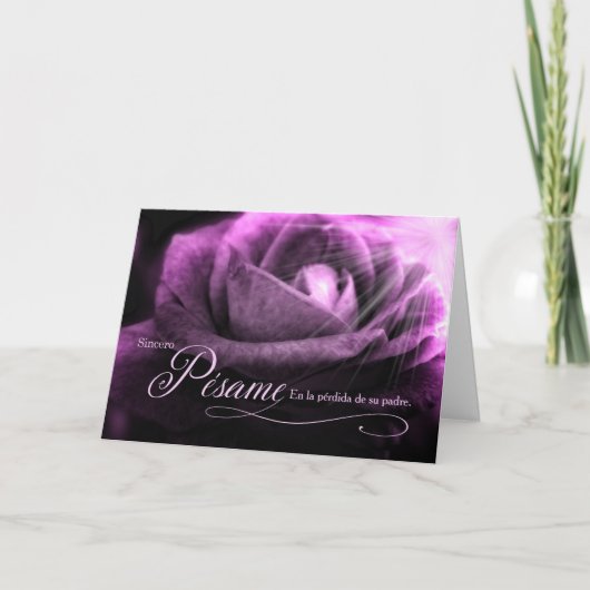Carte Espagnol Perte d'un père Sympathie Purple Rose (Devant)