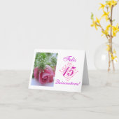 Carte Espagnol : Quinceañera- rosa (Fleur jaune)