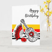 Carte Espagnol Souvenirs Classic Grille Texte d'annivers (Fleur jaune)