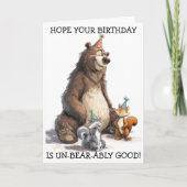 Carte Espérez votre Ours mignon et écureuils d'anniversa (Devant)