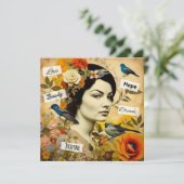 Carte Espoir, Amour, Beauté, Rêver Vintage Dame (Debout devant)