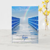 Carte espoir arc-en-ciel sur la jetée humide (Fleur jaune)