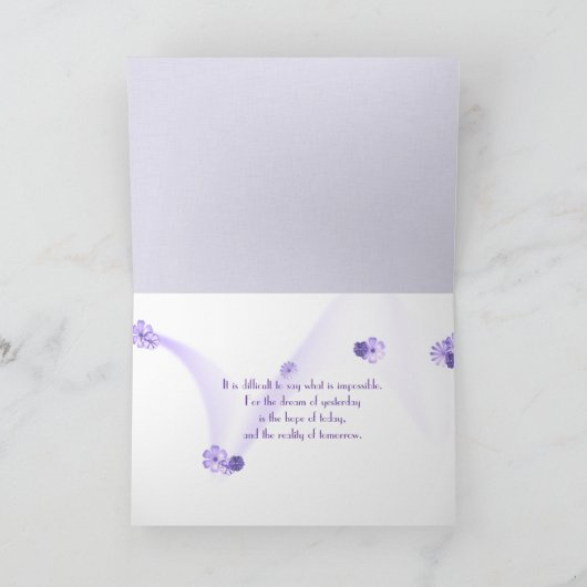 Carte Espoir texte en mauve point avec fleurs (Intérieur)