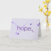 Carte Espoir texte en mauve point avec fleurs (Fleur jaune)