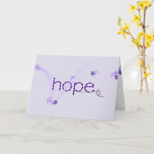 Carte Espoir texte en mauve point avec fleurs (Fleur jaune)