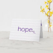 Carte Espoir texte en mauve point sur oeillet en dentell (Fleur jaune)