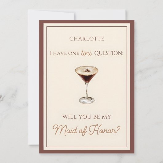 Carte Espresso Martini Thème Maid of Honor Proposition (Devant)