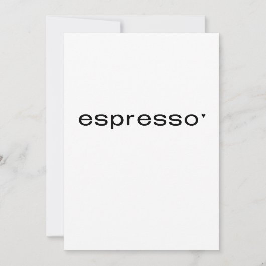 Carte Espresso - minimalistic typography card (Devant)