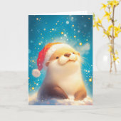 Carte Esprit de Noël de la loutre (Fleur jaune)
