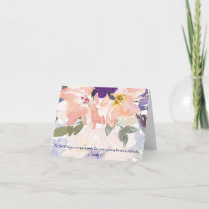 Carte Esprit de pouvoir aquarelle florale Note chrétienn