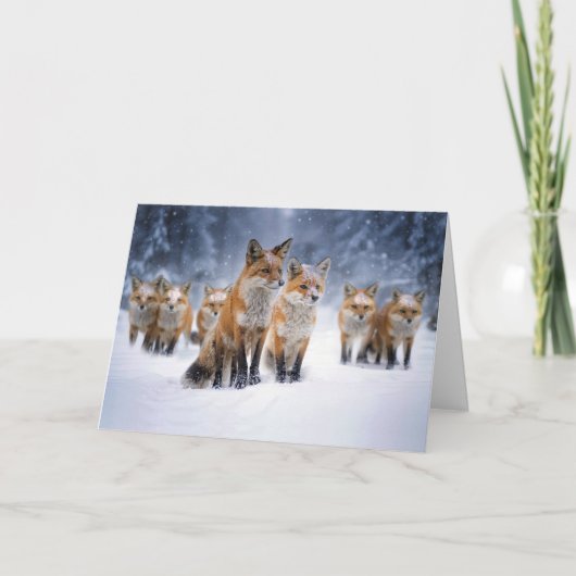 Carte Esprit du solstice d'hiver avec des renards (Devant)