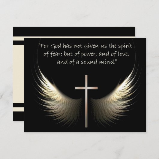 Carte Esprit Saint Ailes avec Croix et Écriture Verse (Devant / Derrière)