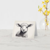 Carte Esquisse de mouton Pâques (Fleur jaune)