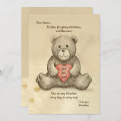 Carte esquissé d'ours en peluche (Devant / Derrière)