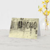 Carte Esquisse technique de Leonardo da Vinci d'une roue (Fleur jaune)