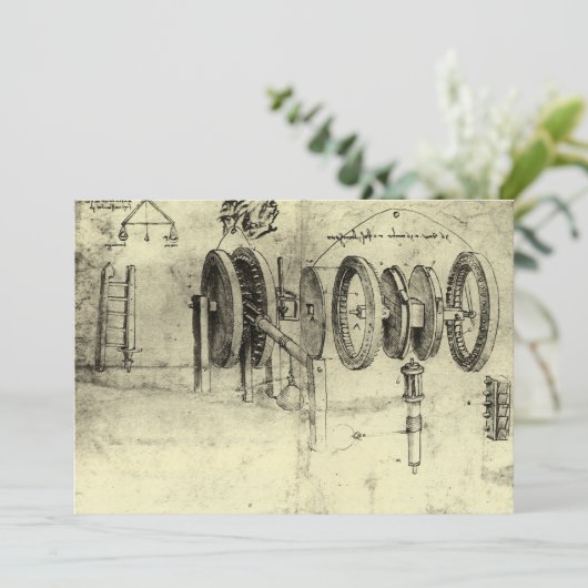 Carte Esquisse technique de Leonardo da Vinci d'une roue (Debout devant)