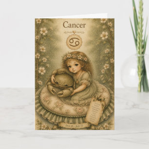 Carte Essence florale vintage zodiaque - Cancer