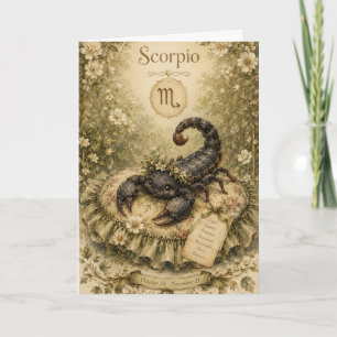 Carte Essence florale vintage zodiaque - Scorpion