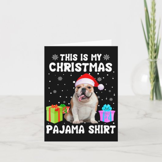 Carte Est Mon Noël Français Chien Chien Chien Pyjama Chi (Devant)
