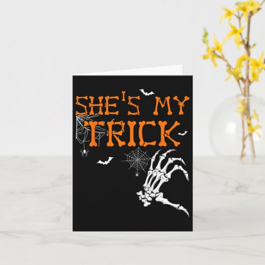 Carte Est Mon Trick Hes Est Ma Treat Halloween Couple Sk (Fleur jaune)